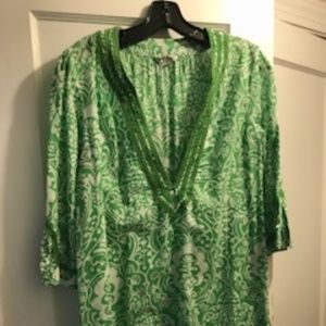 Green print tunic